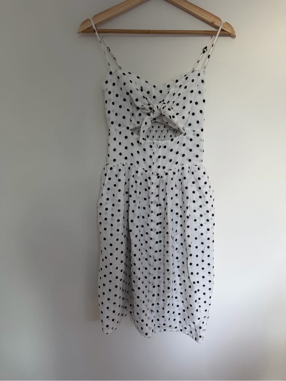 Xhilaration White Mini Dress with Black Polka Dots cut out